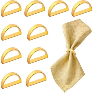 10 Stück Serviettenring Gold Halbkreis Metall für Hochzeit | Serviettenringe Gold, halbkreisförmig, metallisch. Elegante Tischdekoration für Hochzeit, Geburtstag & Weihnachten.