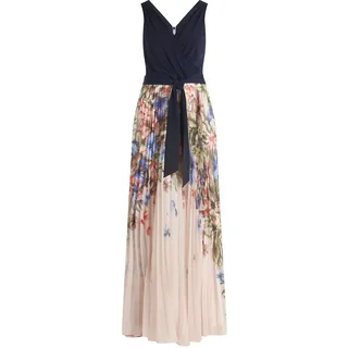 Abendkleid VERA MONT "Abendkleid mit Plissee", Damen, Gr. 36, EURO, bunt (patch dunkelblau, cream), Obermaterial: 100% Polyester PES., Kleider Abendkleid