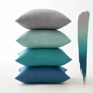 MIULEE Outdoor Kissenbezug Wasserdicht Kissen Wasserfest Dekorative Kissenbezüge Leinen-Optik Sofakissen Dekokissen für Garten Sofa Couch Wohnzimmer Schlafzimmer 4er Set 50x50 cm Blaue Serie
