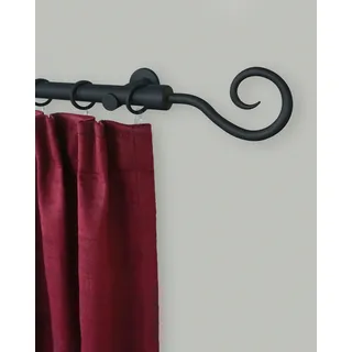Gardinenstange GARESA "Ulli" Gr. 3, schwarz, L:200cm, Gardinenstangen, Gardinenstange, Fixlänge 120, 160, 200 cm, mit Ringe und Haken