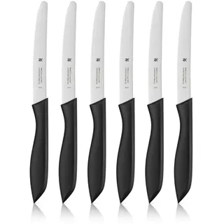 WMF Classic Line Frühstücksmesser Set 6-teilig, 23 cm, Brötchenmesser Wellenschliff, Brotzeitmesser, Spezialklingenstahl, Kunststoffgriff, schwarz