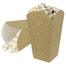 Monouso | 25 mittelgroße Popcornschachteln, Kraft, Folding, recycelbar und biologisch abbaubar, ohne Kunststoff, Film und Catering, 7,8 x 10,5 x 18 cm, 90 g