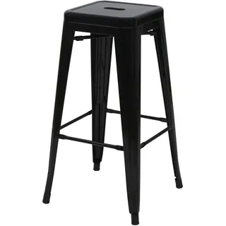 Mendler 4er-Set Barhocker HWC-A73 Metall Industriedesign stapelbar  schwarz
