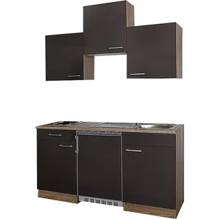 Respekta Miniküche Economy m. Geräten B: ca. 150cm Grau/Eichefarben