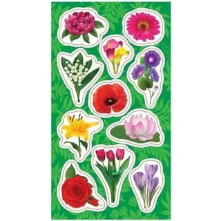 Blumenaufkleber mit 11 Blumen, 19 x 9 cm, für Schulhefte, Tagebücher, Kalender