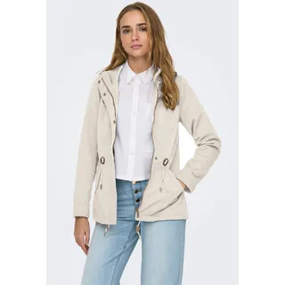 Parka ONLY "ONLLORCA LIFE CANVAS PARKA CC OTW", Damen, Gr. M, moonbeam, Web, Obermaterial: 80% Polyester, 20% Baumwolle, unifarben, regular fit hüftlang, Jacken Parka, mit Kordelzug in der Taille