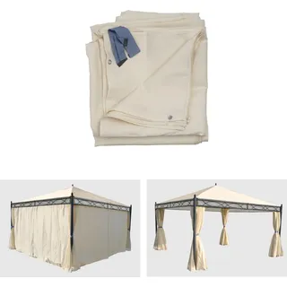 4er-Set Seitenwand für Pergola Cadiz, Ersatzseitenwand Pavillon 4x4m, Polyester creme - Beige