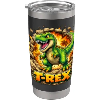 Tyrannosaurus Rex King Cartoon Dinosaurier Explosion Lustiger Dino Doppelwandiger Edelstahl-Thermobecher