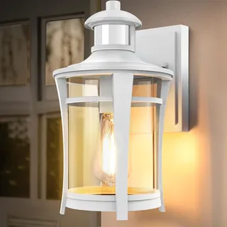 Lamomo Außenlampe mit Bewegungsmelder, 3 Beleuchtungsmodi Led Aussenlampe Lampe mit Bewegungsmelder Aussen, Wasserdichtes Außenleuchte Wandleuchte Außen Ausenbeleutung Hauswand für Haus, Weiß
