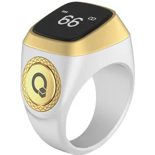 Al salama Smart Tasbih Zikr Ring, 20mm Muslim Digital Azan Wecker, Tasbih Zähler Smart Ring (Weiß)