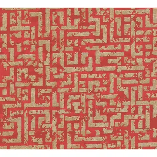 Vliestapete Geometrisch Design Muster Glänzend Strukturiert Rot Gold FSC®