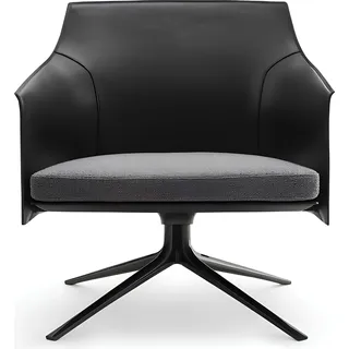 Design Dreh Stuhl Relax Leder Sessel Lounge Fernseh Büro Kanlzei Wartezimmer - Schwarz