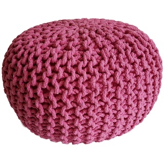 Pouf Ø 45 cm Sitzpouf Sitzpuff Grobstrick-Optik Pouf Strick Bodenkissen Höhe 30 cm pink Strickhocker