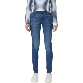 Skinny-fit-Jeans S.OLIVER "IZABELL", Damen, Gr. 42, Länge 32, blau (mid blau washed), Denim/Jeans, Obermaterial: 84% Baumwolle, 14% Polyester, 2% Elasthan, skinny fit lang, Jeans Skinny-fit-Jeans, in coolen, unterschiedlichen Waschungen, Topseller