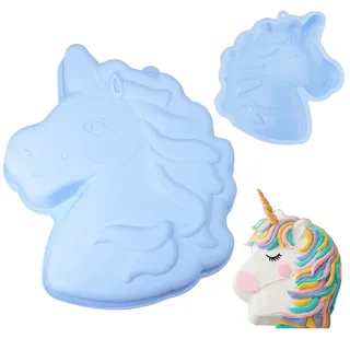 Vyrthalis Unicorn Baking Mould, Silikonformen Einhorn Backform, Einhorn Backform Kuchenform, Für Party Geburtstage, Mottopartys, Halloween, Weihnachten, Schokolade, Brot, Pudding Backen (Blau)