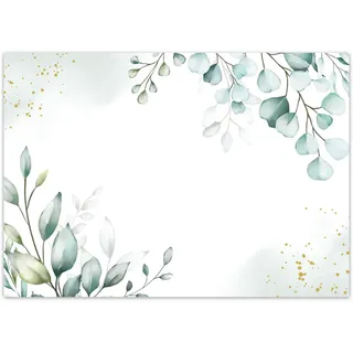 younikat 100 Tischunterlagen mit Eukalyptus Aquarell Motiv I DIN A3 eckig I Platz-Set aus Papier I modernes Design I Einweg Tischset I Grün I Gastronomie und Haushalt I dv1437