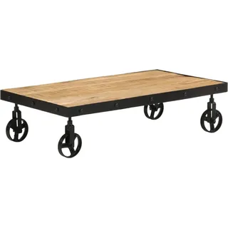 Couchtisch mit Rollen Massivholz Mango 100x55x26 cm - Braun, Bunt