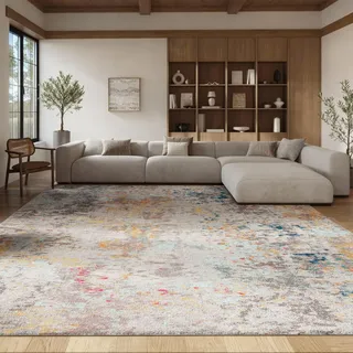 SAFAVIEH Modern Teppich für Wohnzimmer, Esszimmer, Schlafzimmer - Madison Collection, Kurzer Flor, Grau und Gold, 201 X 274 cm