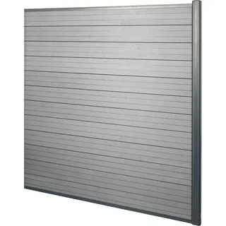 WPC-Sichtschutz Sarthe, Windschutz Zaun, Alu-Pfosten  Erweiterungselement, 1,85m grau - Grau