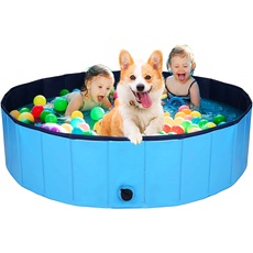 Hunde Pool Faltbare Hundepool XL 160cm für Große und Kleine Hunde Hundeplanschbecken Umweltfreundliche PVC rutschfest Gut Abgedichtet für Indoor und Outdoor geeignet