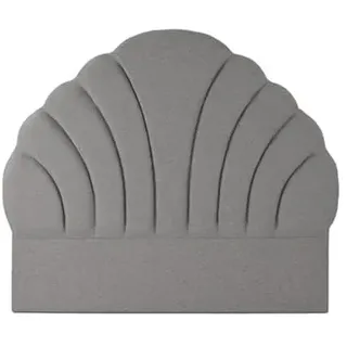 Bett-Kopfteil für 150-160-180 cm, Muschelform, Polyester, Grau, 189 x 8 x 180 cm