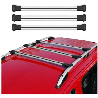 Omac Dachträger Grundtäger kompatibel mit FIAT Ducato 2006-2025 Aluminium 75kg Silber 3tlg Offene Reling für Fahrradträger, Dachboxen, Skiträger Abschließbar