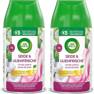 Air Wick Freshmatic Max Raumspray – Nachfüller für den Air Wick Freshmatic Max – Duft: Seide & Lilienfrische – 2 x 250 ml Nachfüller