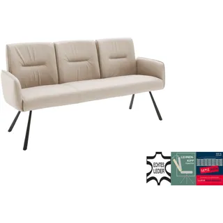 Sitzbank MCA FURNITURE "Delane", creme, schwarz, B:183cm H:92cm T:67cm, Leder, Metall, Sitzbänke, Sitzbank, Taschenfederkern, Lehnenkippfunktion, Armlehnen, beweglicher Rücken