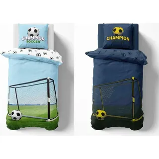 Bettwäscheset leuchtend im Dunkeln 140x200 Spielfeld Tor Fußball