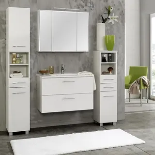 Badmöbel Set BERGAMO-03, 4-teilig, weiß, B x H x T ca.: 180 x 200 x 48cm - Weiß