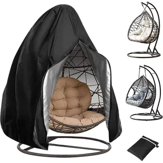 Große Hängesessel Abdeckung Schwarz 115x190CM UV-Schutz wasserdicht - Schwarz
