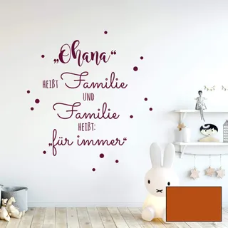 Wandtattoo Aufkleber Spruch "Ohana heißt Familie" Wanddeko Wandgestaltung M2234 - ausgewählte Farbe: *haselnuss* ausgewählte Größe: *L - 67cm hoch x 53cm breit*