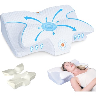 HOMCA Orthopädisches Kissen Nackenkissen Memory Foam kopfkissen,Ergonomisches Kissen Weiche/Harte Optionen verfügbar,Abnehmbar,für Rücken-, Seiten- und Bauchschläfer,60 * 44 * 13/14.5cm