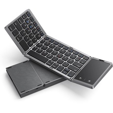 seenda Faltbare Bluetooth Tastatur mit Touchpad, Klappbare Tastatur Wiederaufladbar mit Trackpad für Windows iOS Android Mac Smartphone Tablet Laptop PC - DE QWERTZ Layout