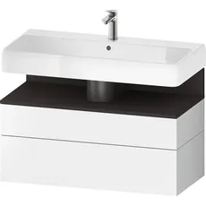 Duravit Qatego Waschtischunterbau, 1 Auszug und 1 Schublade, 990x470x590mm, Nische Graphit Supermatt, QA4395080, Farbe: Weiß Matt/mit Nischenbeleuchtung