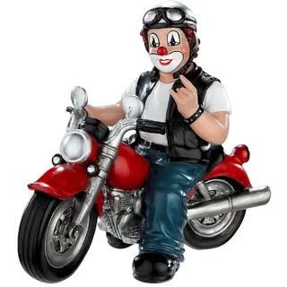 Gildeclowns GILDE Clown Heavy Biker aus Kunstharz - Geschenk für Männr Dekofigur und Sammlerstück - Mehrfarbig, Motorradmotiv, 12 cm hoch, 14 cm breit, 7 cm tief