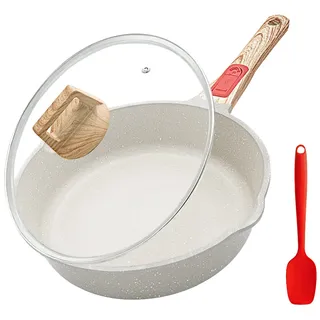 Bobikuke Bratpfanne 24 cm Antihaft Pfanne mit Deckel, 7 cm Innenhöhe, Pfanne Beschichtet mit Abnehmbarer Griff, Geeignet für alle Herdarten, Backofenfest