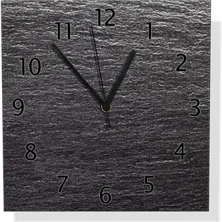 Wallario Design Wanduhr Muster schwarz-weiße Steintafel Optik aus Aluverbund, Größe 30 x 30 cm - Gelb
