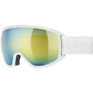 Uvex Topic FM sphere Skibrille für Damen und Herren - beschlagfrei - verzerrungs- & beschlagfrei - white matt mirror orange one size