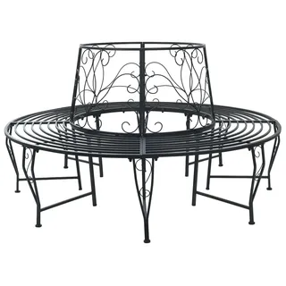 vidaXL Baumbank 8-Sitzanzahl Ø 160 x 89 cm Stahl Schwarz Rund - Schwarz