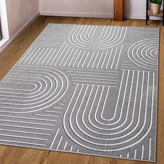 Teppich OTTO HOME "Lysandra" Gr. 6, grau, B:200cm H:8mm L:300cm, Kunstfaser, Teppiche, Teppich, 3D-Effekt, softer Kurzflor, pflegeleicht, leichter Glanz, Scandi-Look