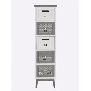 Kommode HEINE HOME, grau (weiß, grau), B:30cm H:110cm T:25cm, MDF, Sideboards, Kommode