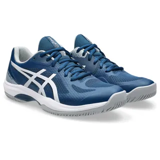 Hallenschuh ASICS "COURT HUNTER FF", Herren, Gr. 49, blau (mako blau, gravel), Synthetik, Schuhe Hallenschuh, besonders geeignet für Handball und Volleyball