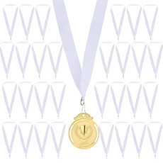 GeeRic 30 Stück Medaillen Bänder, Halsbänder Medaillen Bänder Druckknöpfen Gestreifte Medaillen Bänder Lanyards