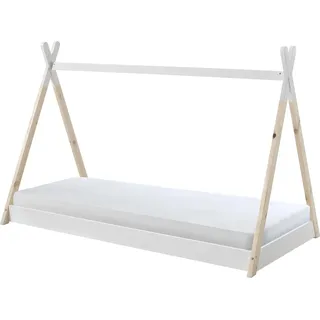 FURNLUX Haus Bett Tipi Weiss 90x200cm / Hauptfarbe: Weiß / Abmessungen: 107 x 206 x 134 cm - Weiß