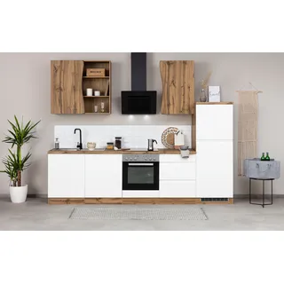 KOCHSTATION Küchenzeile »KS-Bruneck« 300cm breit, wahlweise mit oder ohne E-Geräte, hochwertige MDF-Fronten