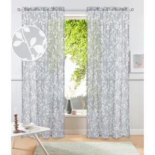 Gardine OTTO HOME "Issoire" Gr. 2, grau (hellgrau), B:140cm H:175cm, Polyester, Gardinen, Gardine, Wohnzimmer, Schlafzimmer, Esszimmer, gemustert, modern