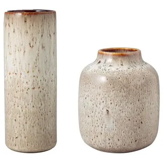 Villeroy & Boch like. by Villeroy + Boch Dekovase "Vasen Lave Home 15,5 cm + 20 cm 2er Set beige", beige,