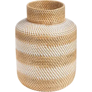 Beliani Beliani, Dekovase Rattan weiß und Beige 36 cm Renun (1 x)