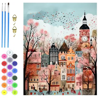 GHHKUD London Landschaft Malen Nach Zahlen Erwachsene, Malen Nach Zahlen Ohne Rahmen inklusive Pinsel und Pigment für Kinder Anfänger Jungen Mädchen Geschenk Wohndekoration 30x40cm